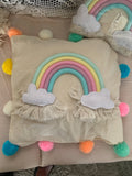 Rainbow Pom Pom cushion